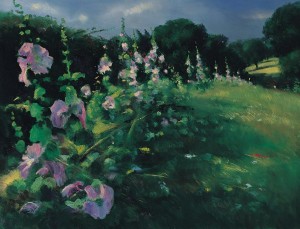 Holyhocks along a path 1991